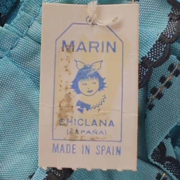 Vintage 1950s Marin Chiclana Flamenco Dancer Doll W/Original Tag Blue Dress - Picture 7 of 8